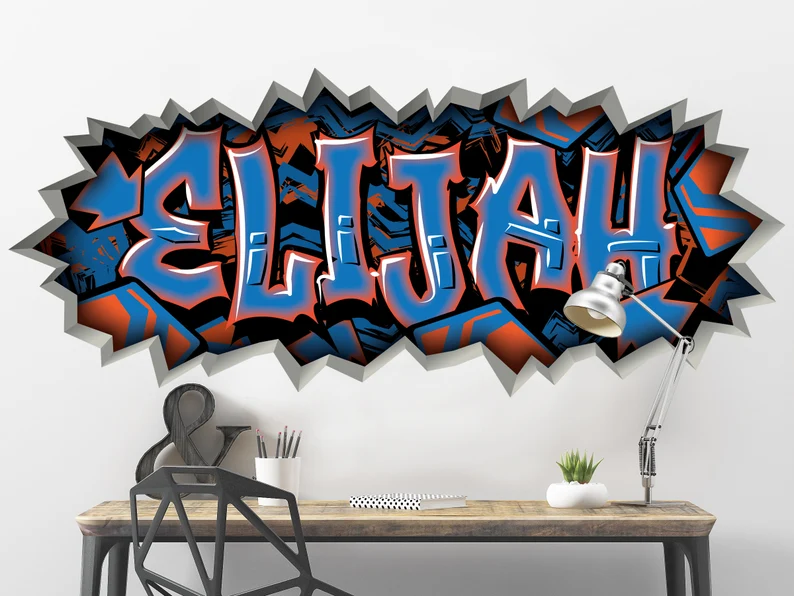Personalized Street Art Graffiti Name Decal -Teen Room Decal